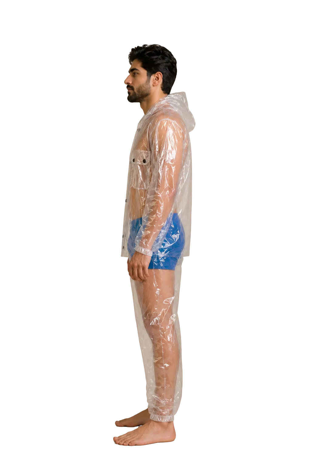 PVC Hooded Jacket with Transparent Pants Set