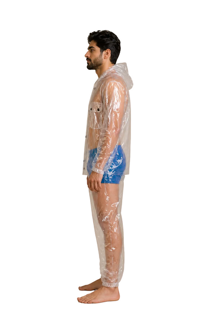 PVC Hooded Jacket with Transparent Pants Set