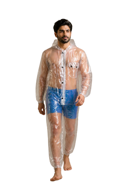 PVC Hooded Jacket with Transparent Pants Set