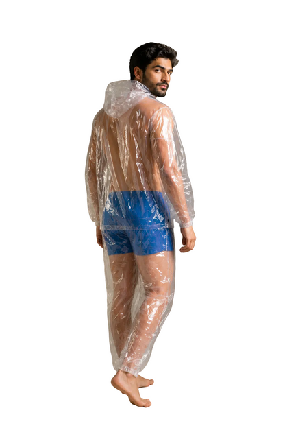 PVC Hooded Jacket with Transparent Pants Set