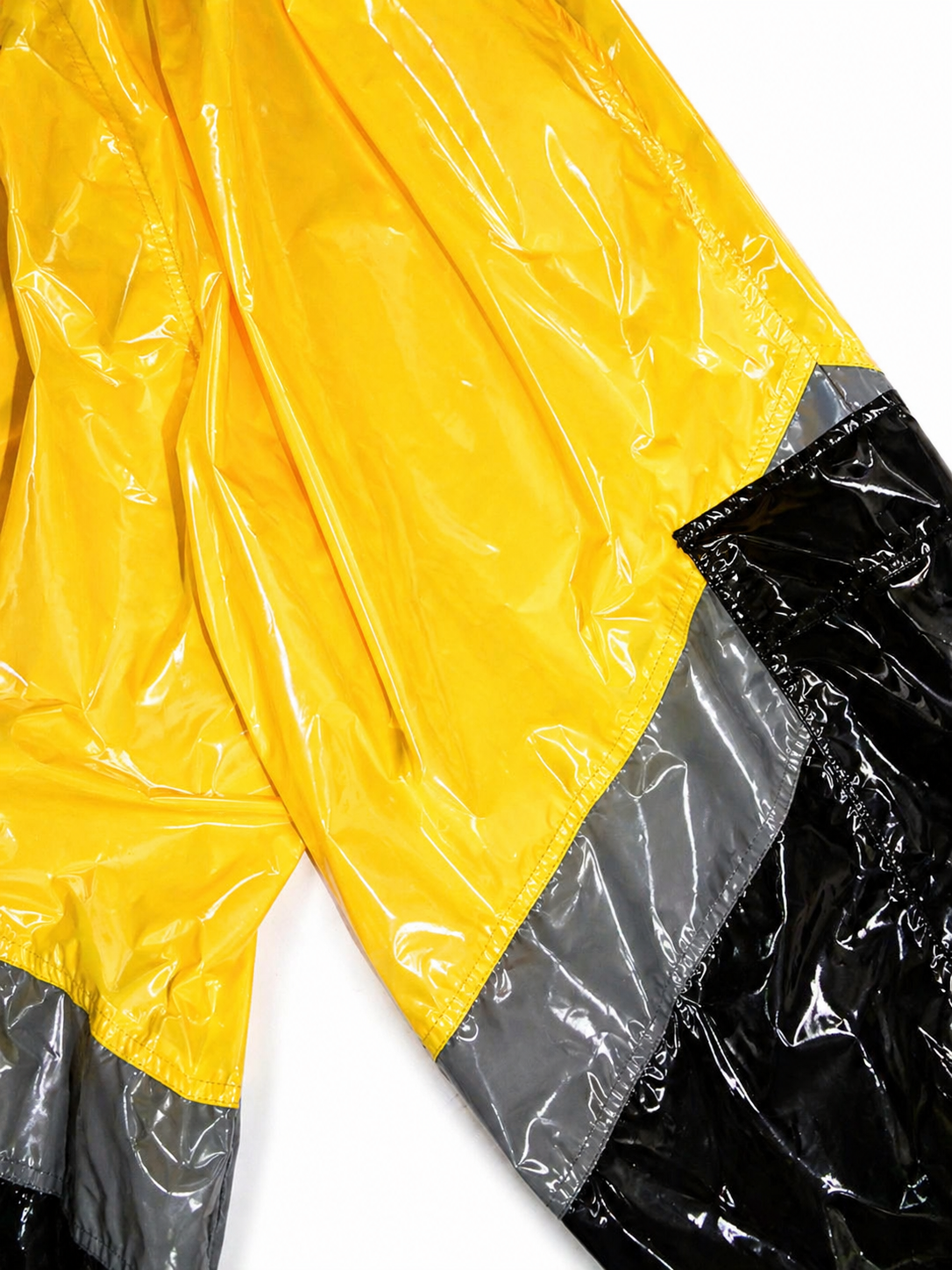 Shiny Nylon Yellow Tracksuit with Black & Gray Panels