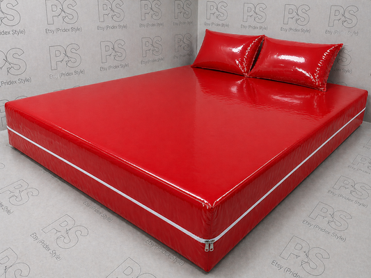 Red Shiny Nylon Mattress Cover Set