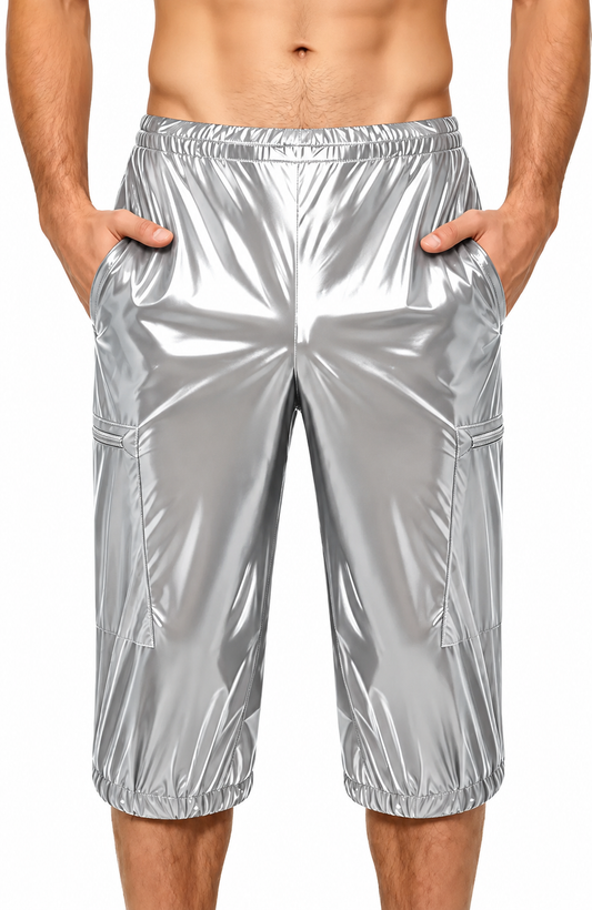 Shiny Nylon Pro Streetwear Knee Length Short