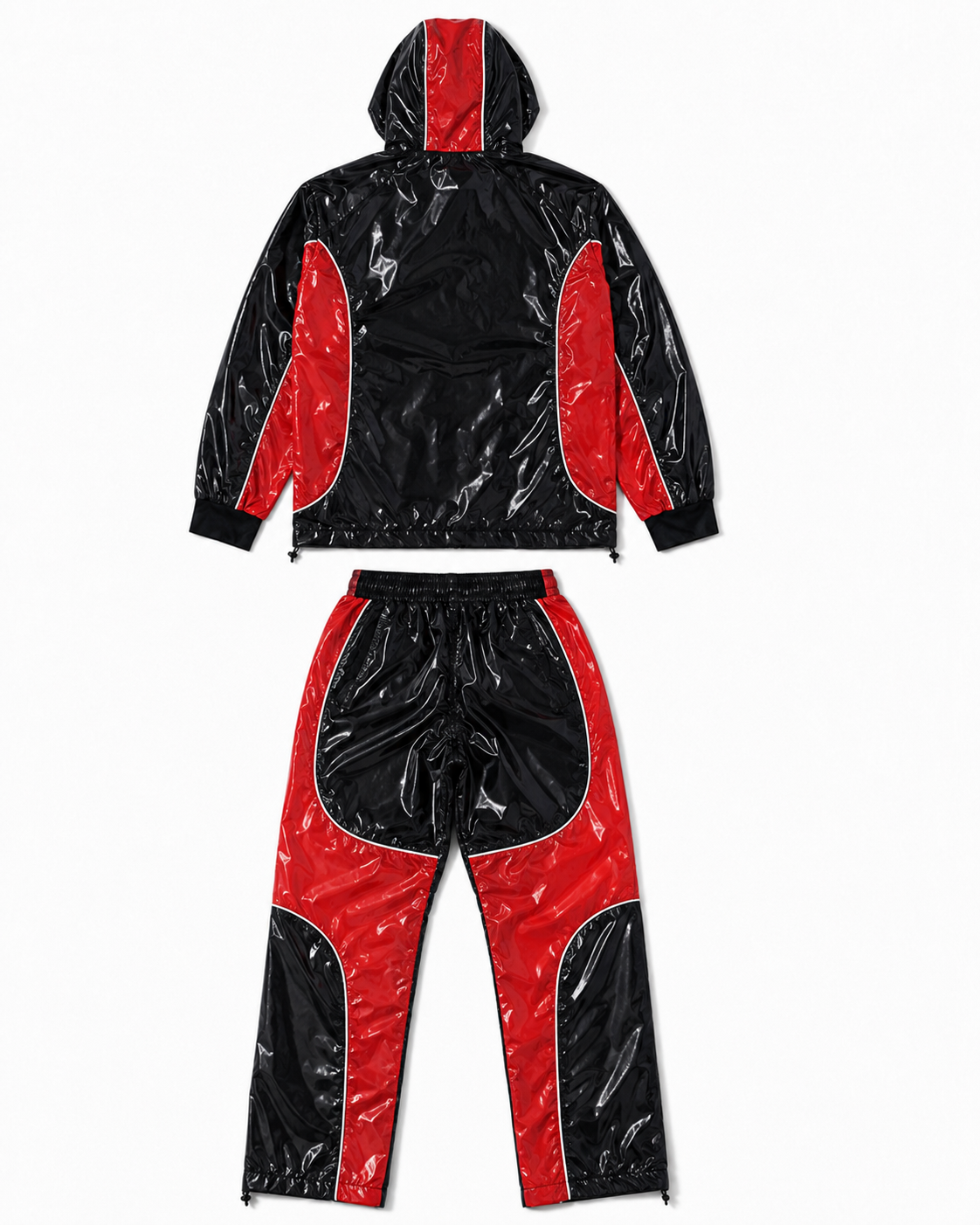 Shiny Nylon Pro Hooded Tracksuit  Jacket & Jogger Set