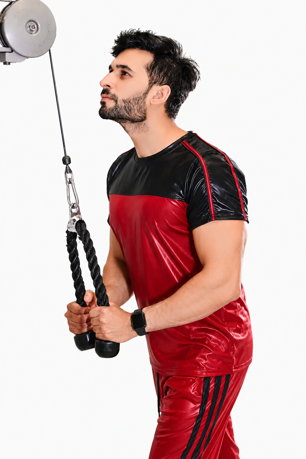 Shiny Nylon Pro Tracksuit Set T-Shirt & Jogger Pants