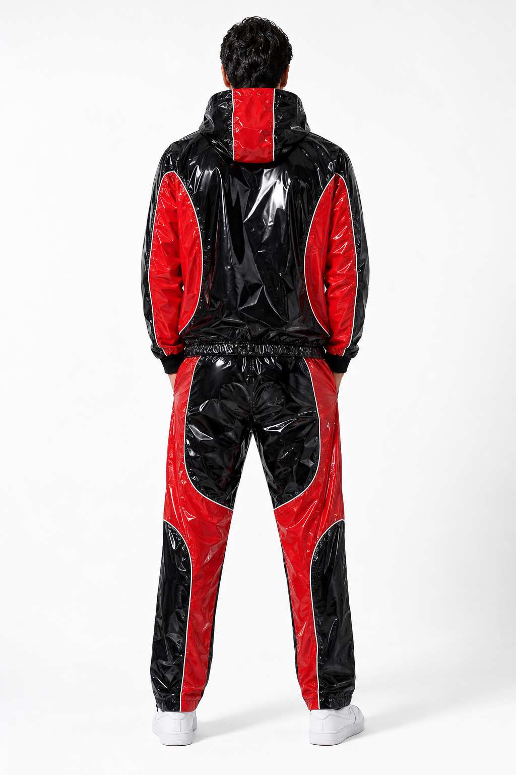 Shiny Nylon Pro Hooded Tracksuit  Jacket & Jogger Set