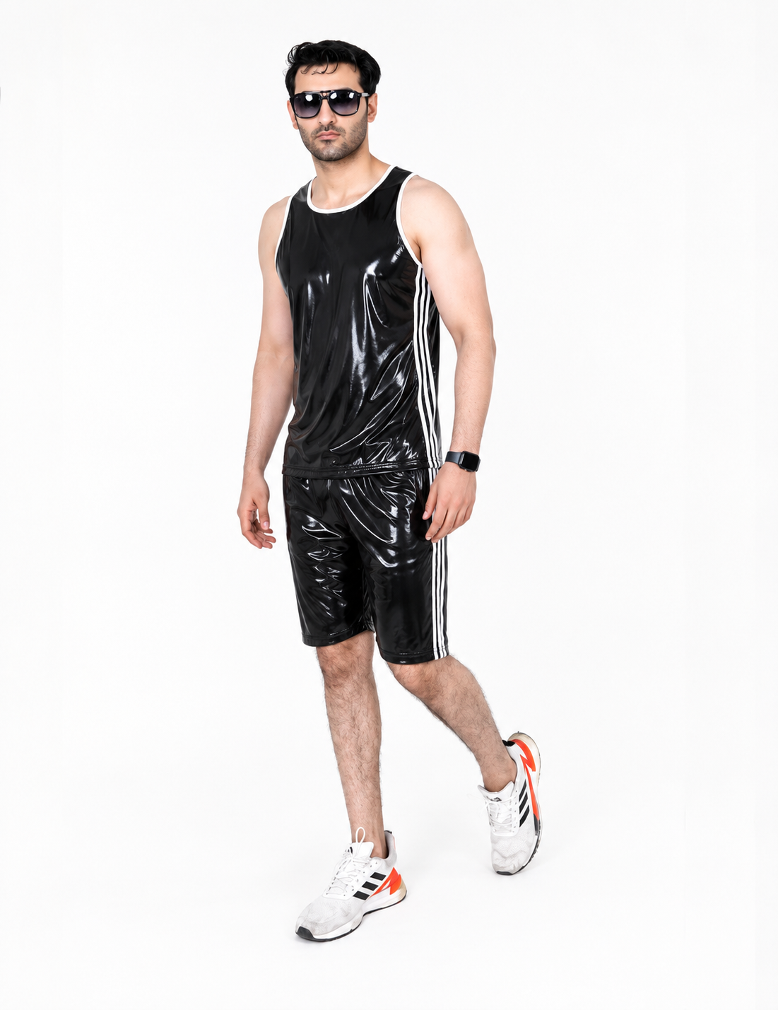 Men’s Midnight Gloss Shiny Nylon Pro Tank Set