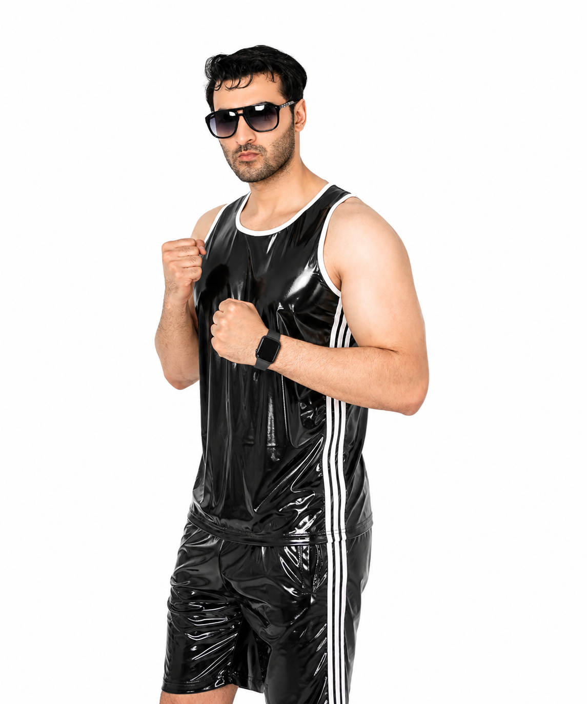 Men’s Midnight Gloss Shiny Nylon Pro Tank Set