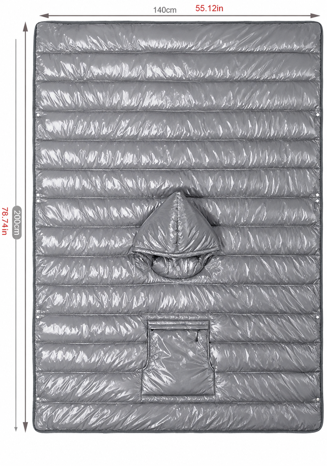 Shiny Nylon Puffer Camping Poncho Blanket