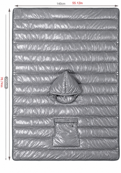 Shiny Nylon Puffer Camping Poncho Blanket