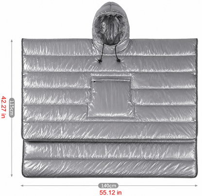 Shiny Nylon Puffer Camping Poncho Blanket