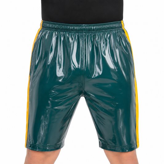 Shiny Nylon Pro Athletic Shorts with Contrast Side Panels
