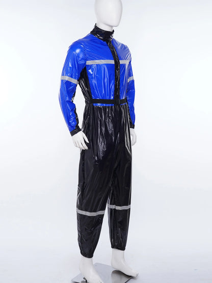 Shiny Nylon Pro Reflective Waterproof Jumpsuit for Men