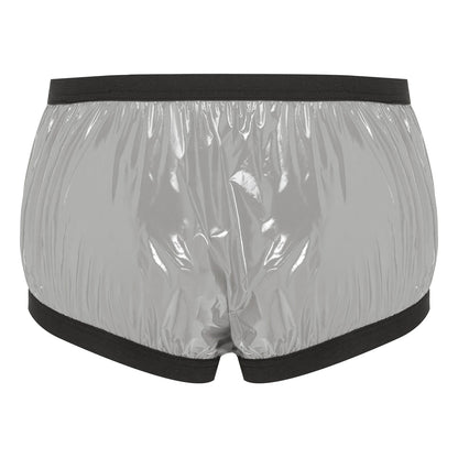 Shiny Nylon Pro Retro Lounge Hot Pants with Black Trim