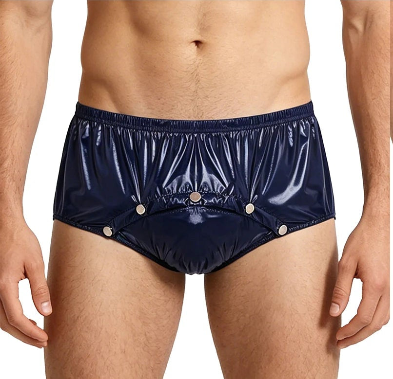 Men’s Shiny Nylon Snap Briefs
