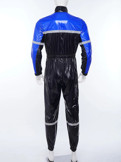 Shiny Nylon Pro Reflective Waterproof Jumpsuit for Men