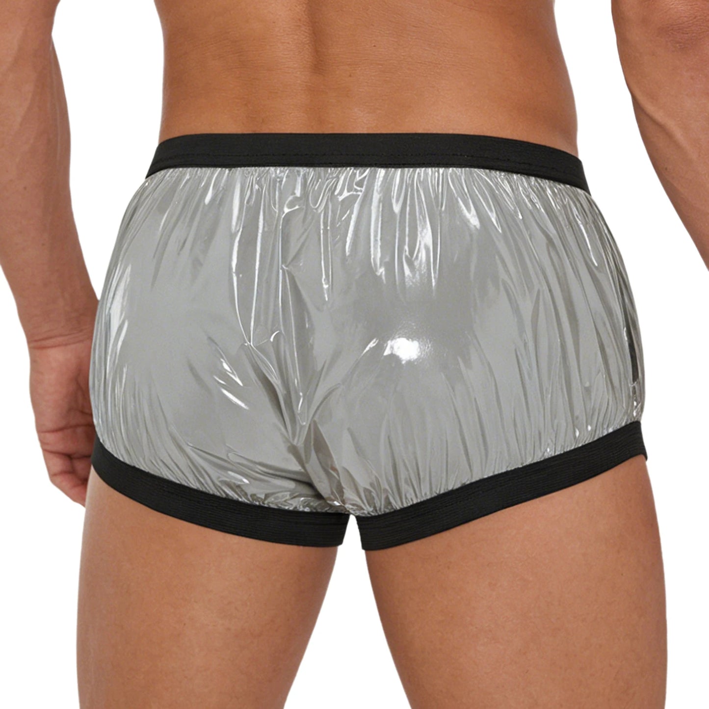 Shiny Nylon Pro Retro Lounge Hot Pants with Black Trim