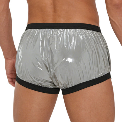 Shiny Nylon Pro Retro Lounge Hot Pants with Black Trim