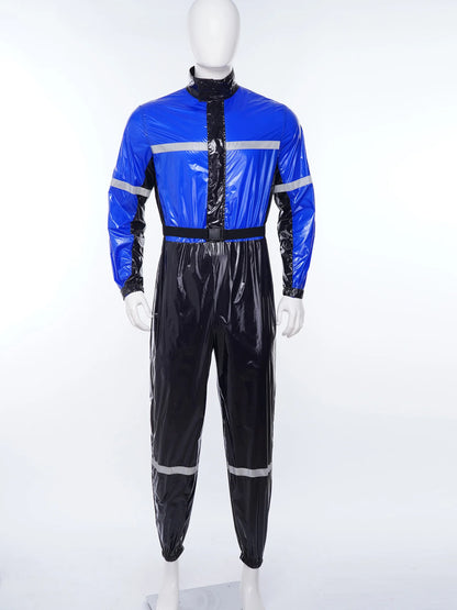 Shiny Nylon Pro Reflective Waterproof Jumpsuit for Men