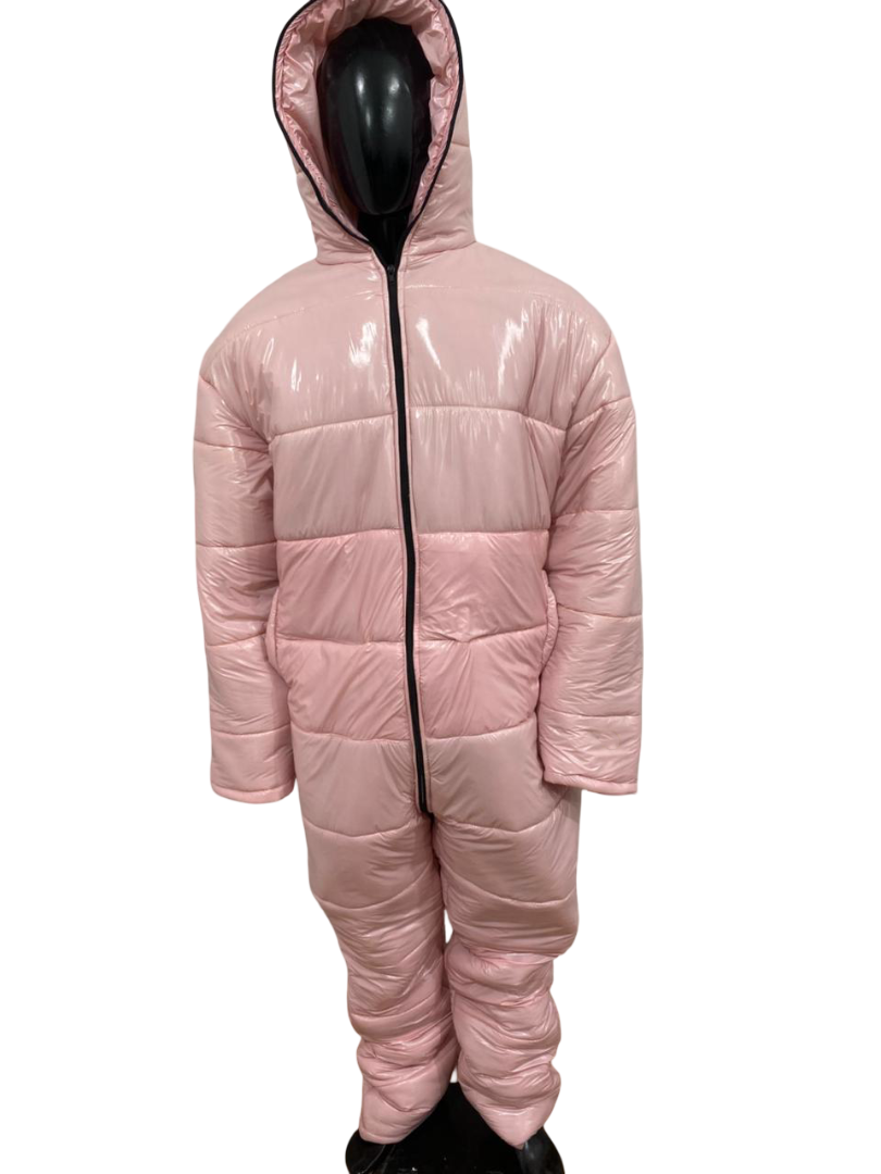 Light Pink Nylon Jacket & Pants Set Luxury  Outfit