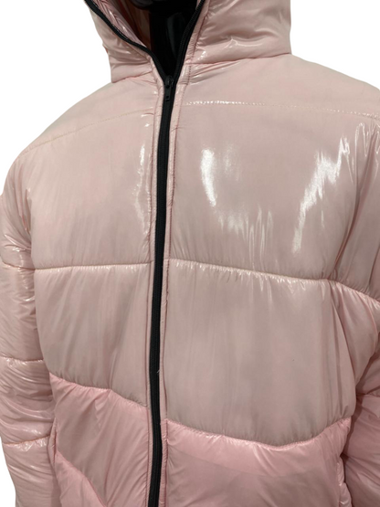 Light Pink Nylon Jacket & Pants Set Luxury  Outfit