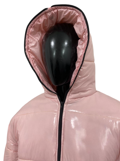 Light Pink Nylon Jacket & Pants Set Luxury  Outfit