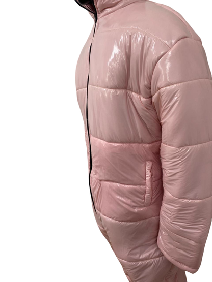 Light Pink Nylon Jacket & Pants Set Luxury  Outfit