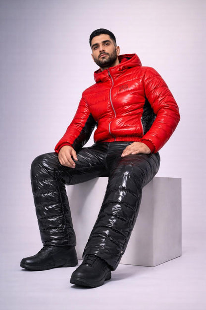 Glossy Nylon Jacket & Pants Set Luxury Winter Outfit