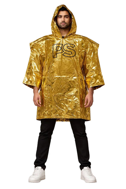 Gold Shiny Nylon Poncho  Lightweight Metallic Finish