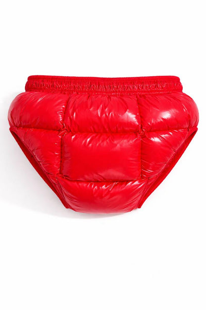 Men’s Glossy Red  Puffer Briefs