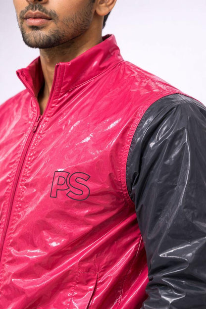Shiny Nylon Tracksuit  Pink & Gray Gloss Set