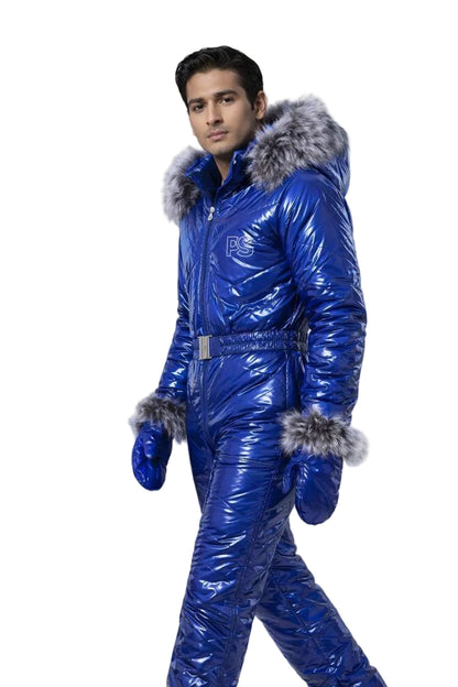 Men’s Shiny Nylon Snowsuit Lightweight Puffy One Piece Winter Suit