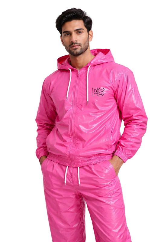 Hot Pink Gloss Nylon Performance Tracksuit