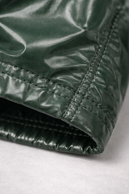 Forest Green Shiny Nylon Hooded Suit