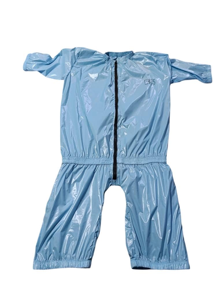 Shiny Brown Nylon Romper Lightweight Short-Sleeve