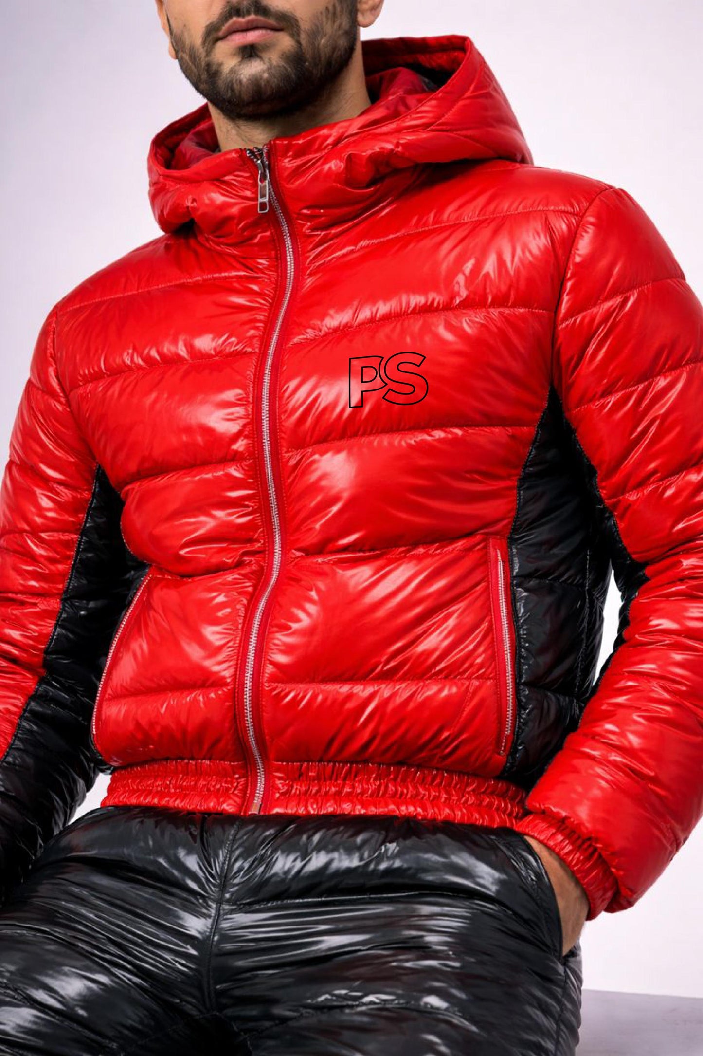 Glossy Nylon Jacket & Pants Set Luxury Winter Outfit