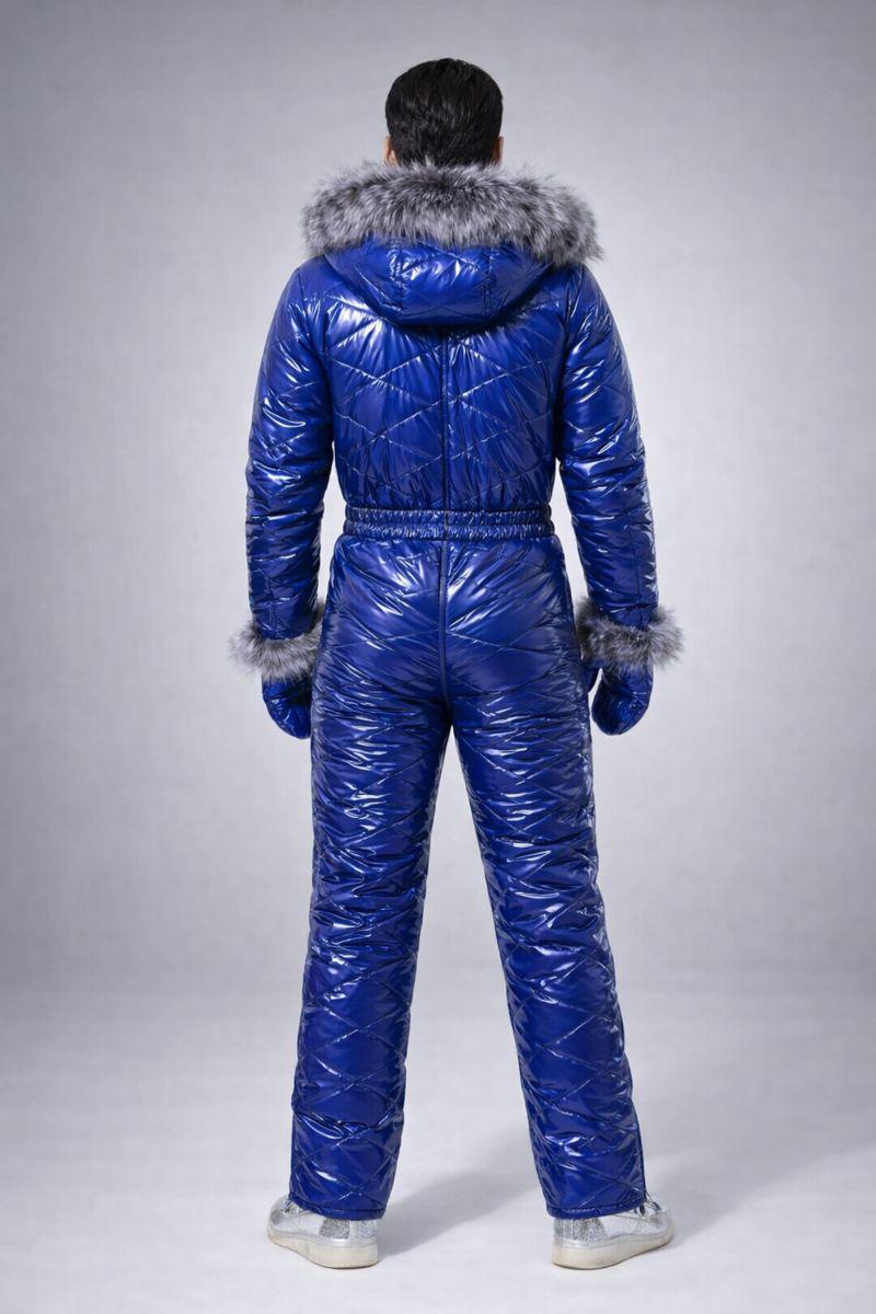 Men’s Shiny Nylon Snowsuit Lightweight Puffy One Piece Winter Suit