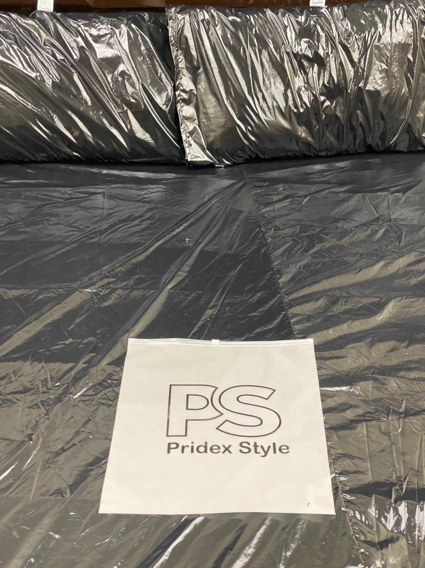 Black Shiny Nylon Bed Sheet Set