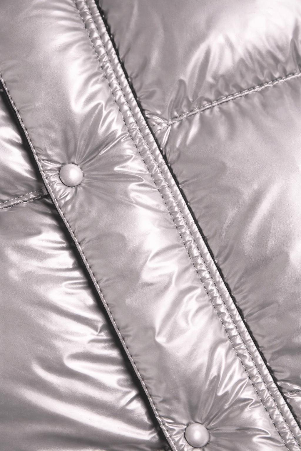 Silver Metallic Puffer Jacket Shiny Insulated Winter Outerwear