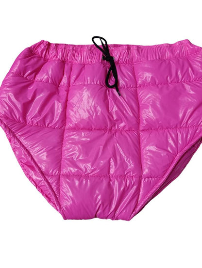 Patent Nylon High-Waist Underwear with Snap Fasteners