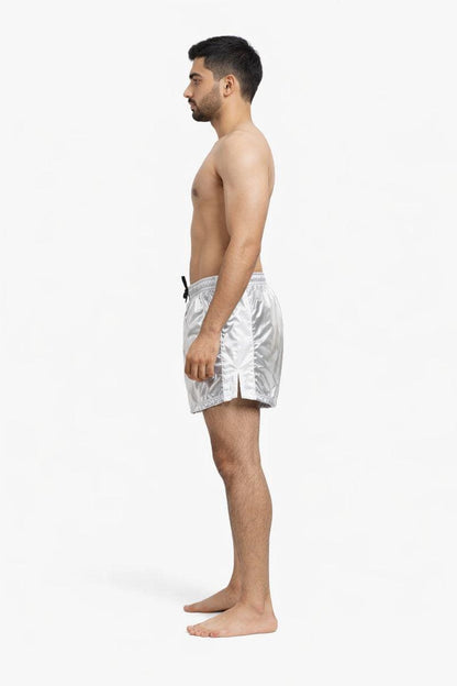 Men’s Metallic Silver Shiny Nylon Shorts