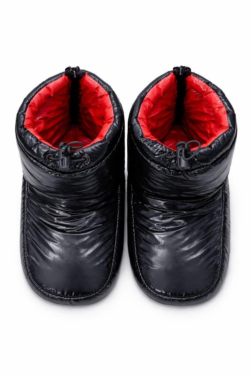 Men’s Black Shiny Nylon Puffer Slipper Boots