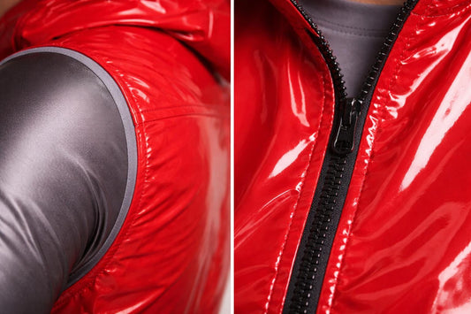 Men’s Red Shiny Nylon Vest Glossy Lightweight