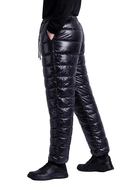 Men’s Black Shiny Puffer Pants