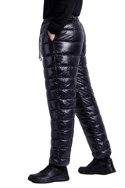 Men’s Black Shiny Puffer Pants