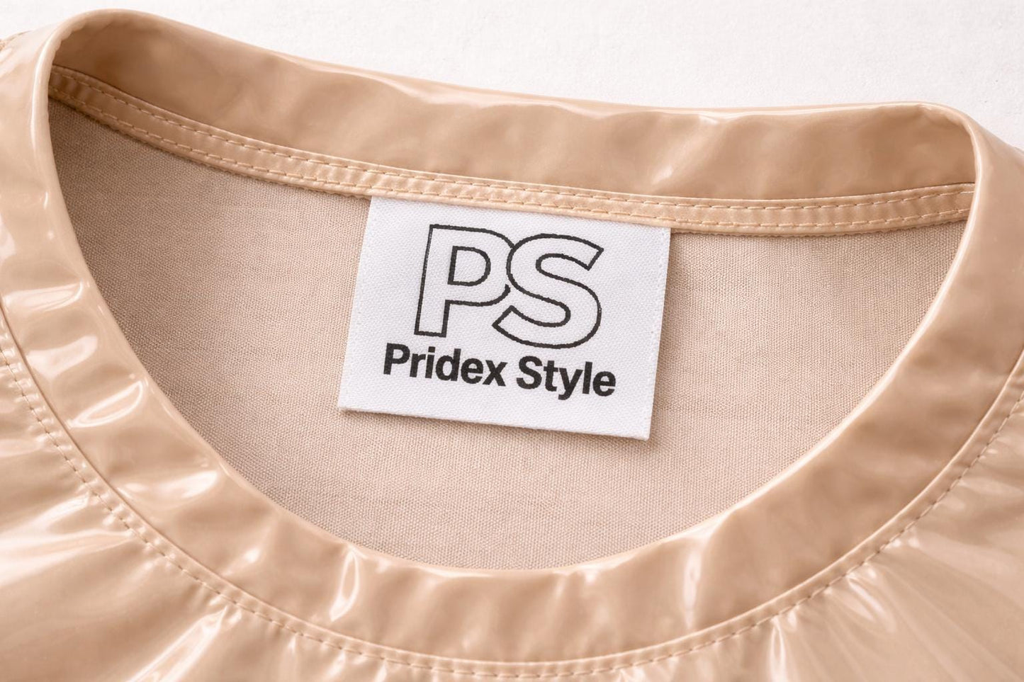 Men’s Shiny Beige Nylon Short Sleeve T-Shirt