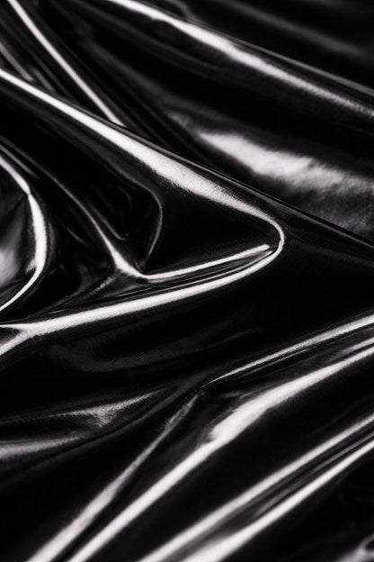 Black Shiny PVC Jumpsuit Full Zip Hooded Style