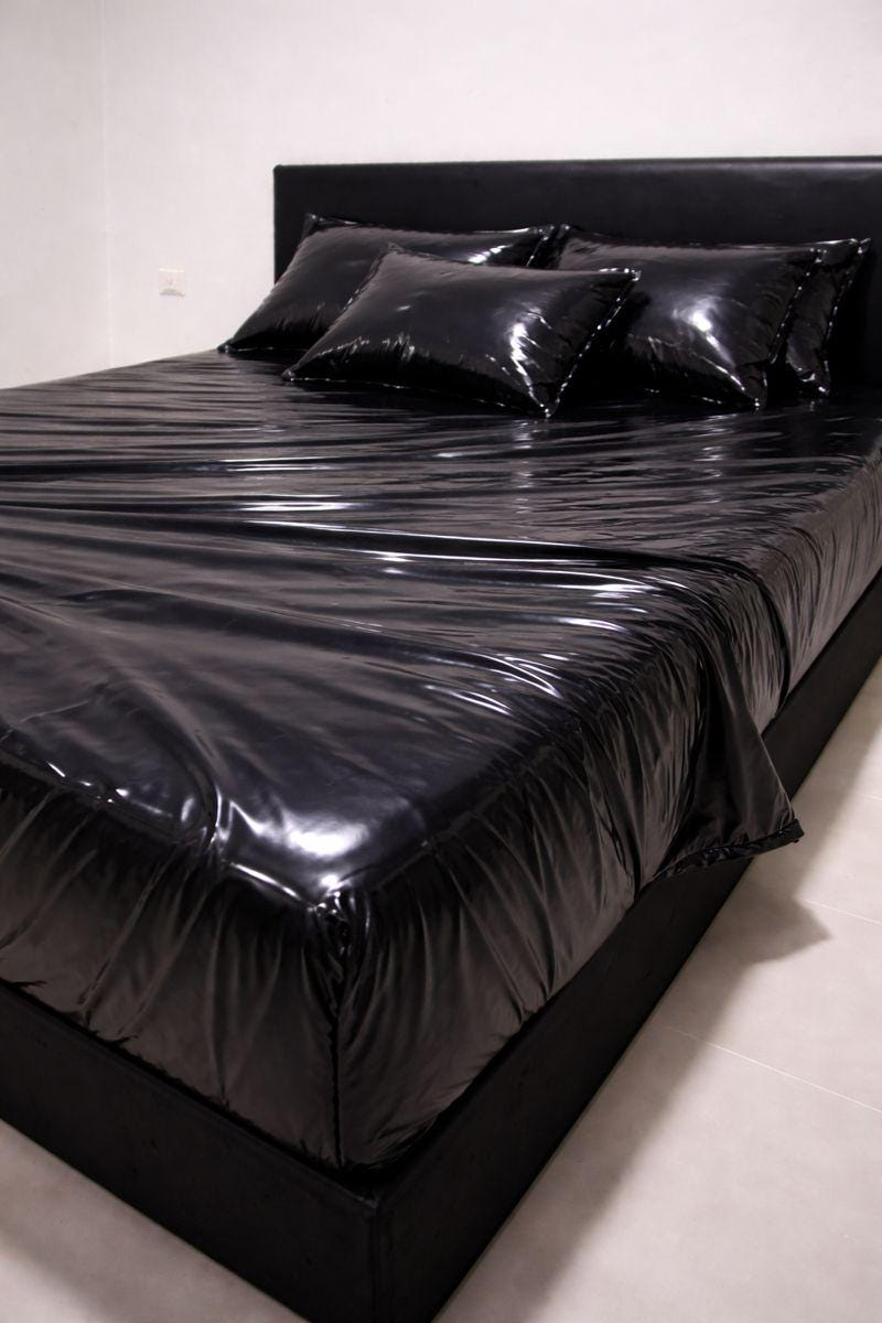 Black Shiny Nylon Bed Sheet Set