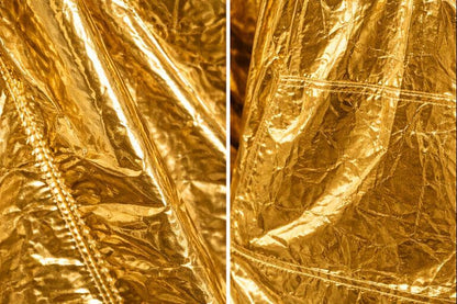 Gold Shiny Nylon Poncho  Lightweight Metallic Finish