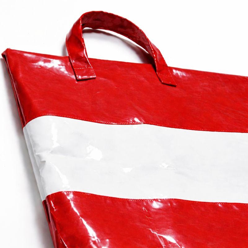 Red & White High-Gloss PVC Tote Bag